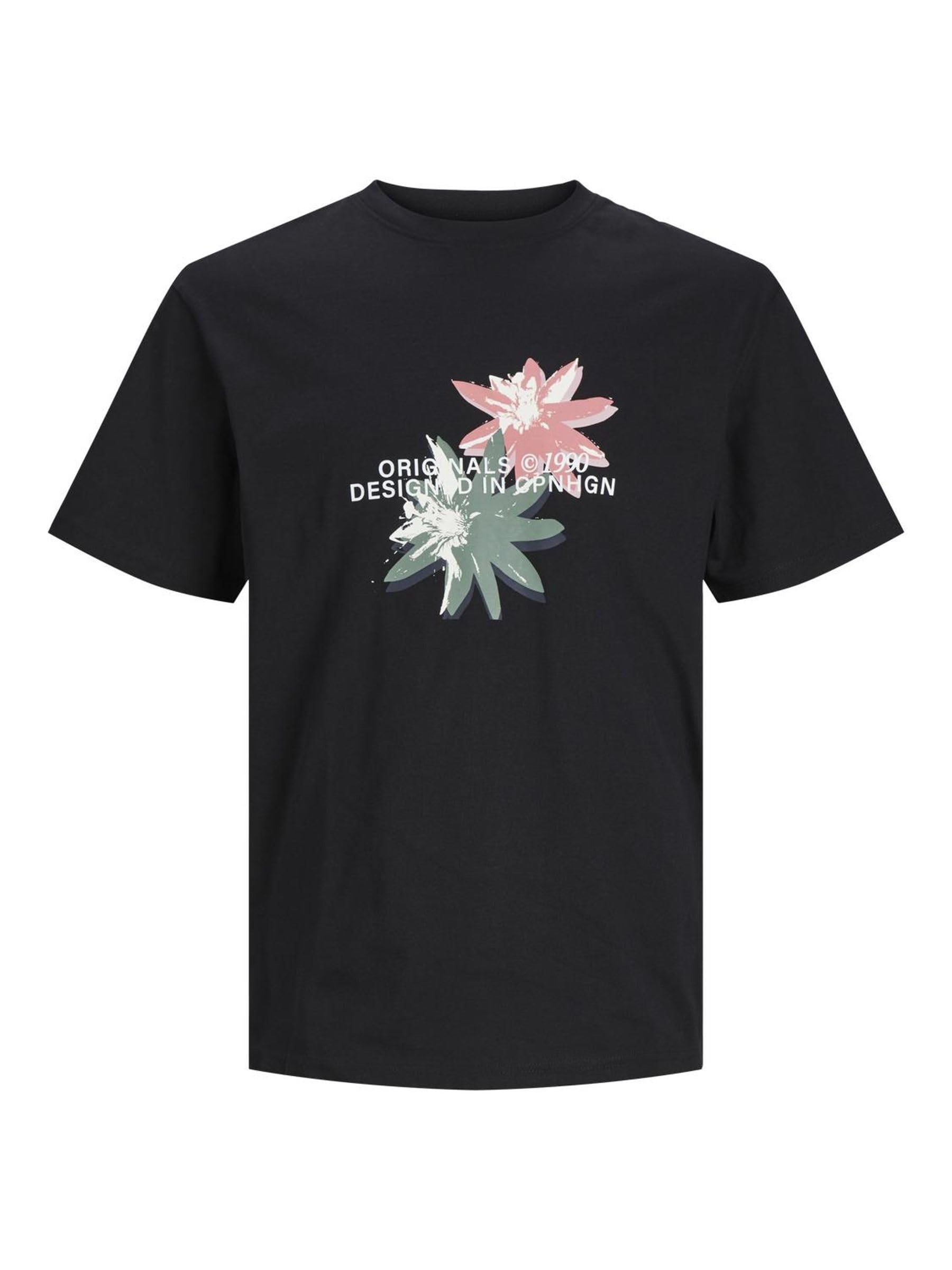 JACK & JONES JORTAMPA AOP Branding Tee SS C.N SN, Black, XL