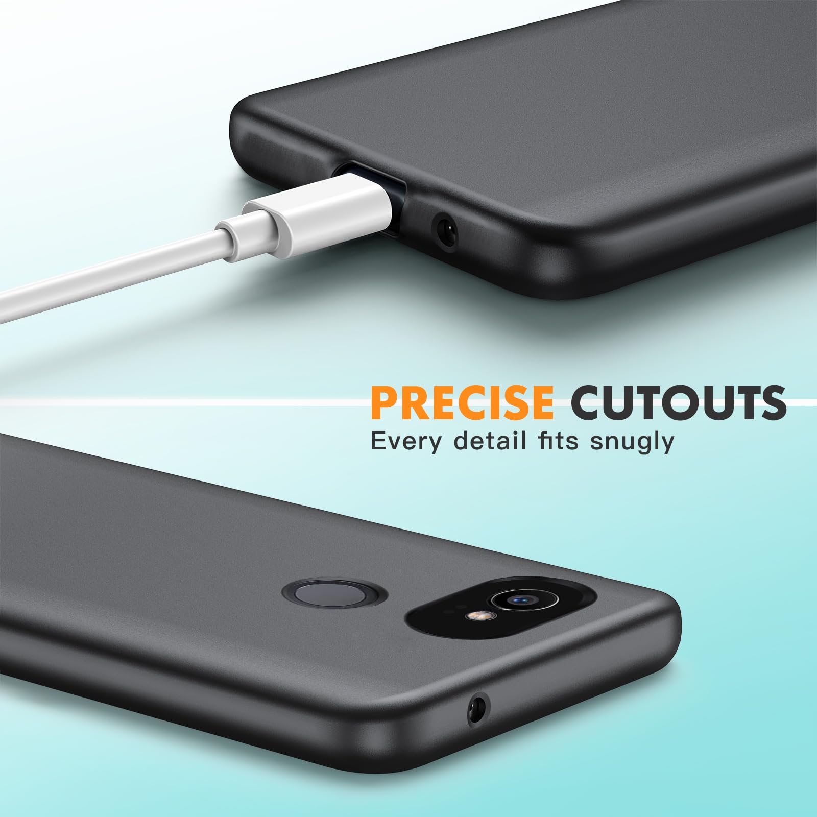 Dioxide Compatible for Google Pixel 2 XL Phone Case with Screen Protector, Soft TPU Silicone Case Shockproof Non-Slip Camera Protective Case Slim Cover for Google Pixel 2 XL Phone Case, Black