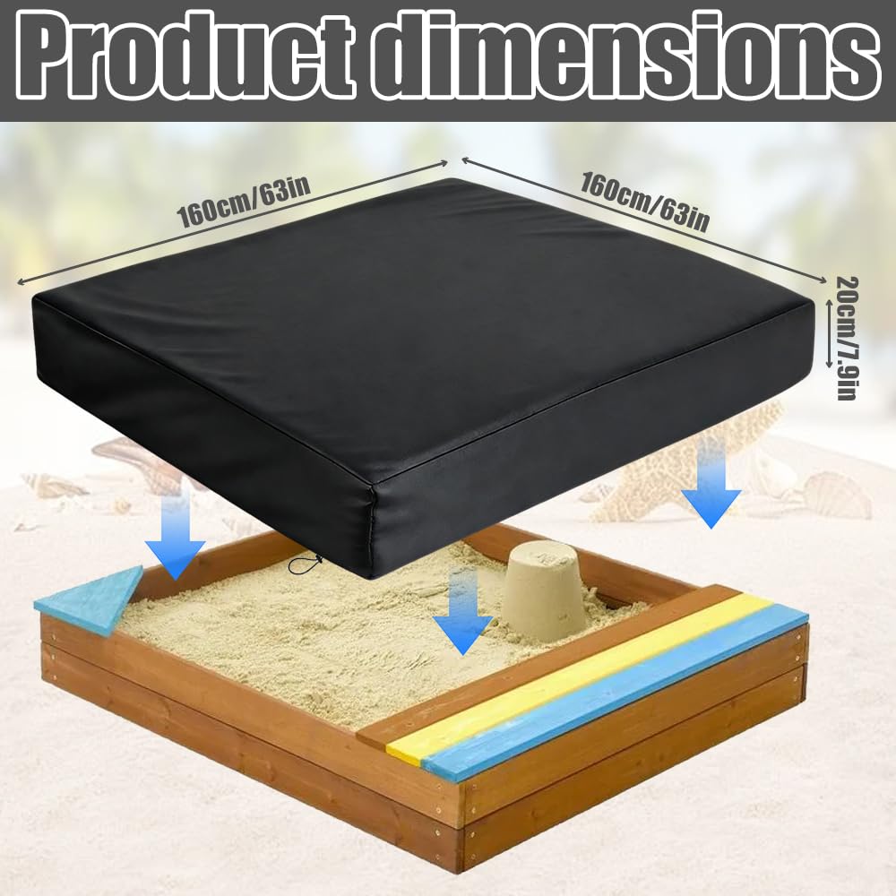 Mineup Housse de Bac à Sable 160 x 160 cm, Couverture de Bac à Sable avec Cordon de Serrage, Protection Bac à Sable, Bâche Bac à Sable pour bac à Sable, Piscine, Jardin