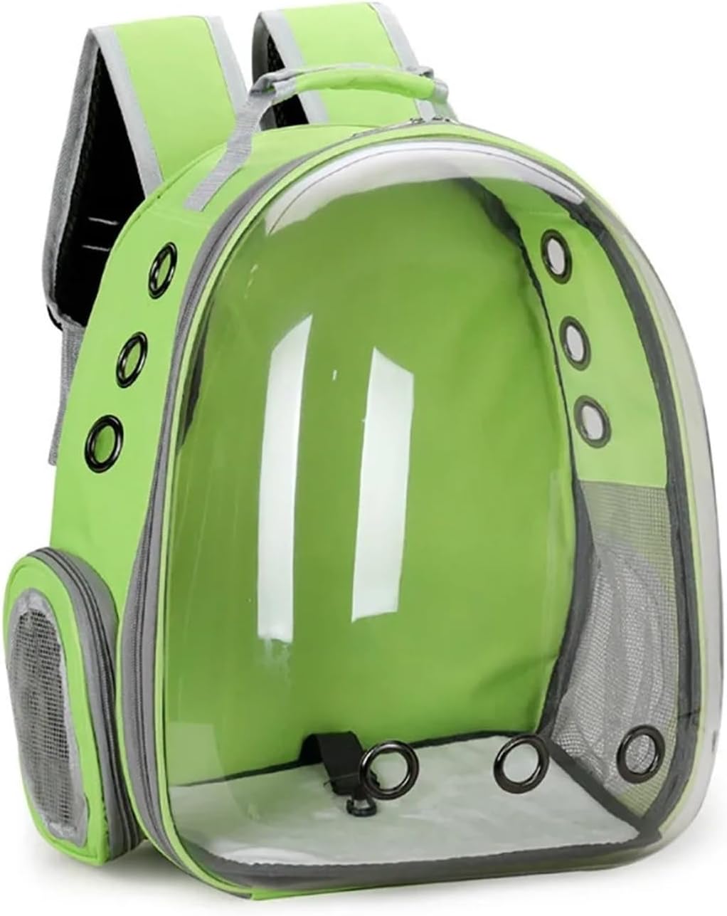 1Pcs Transparent Pet Backpack Transport Carrier Plastic Puppy Dog Backpack Portable Space Capsule Bag(Light Green)