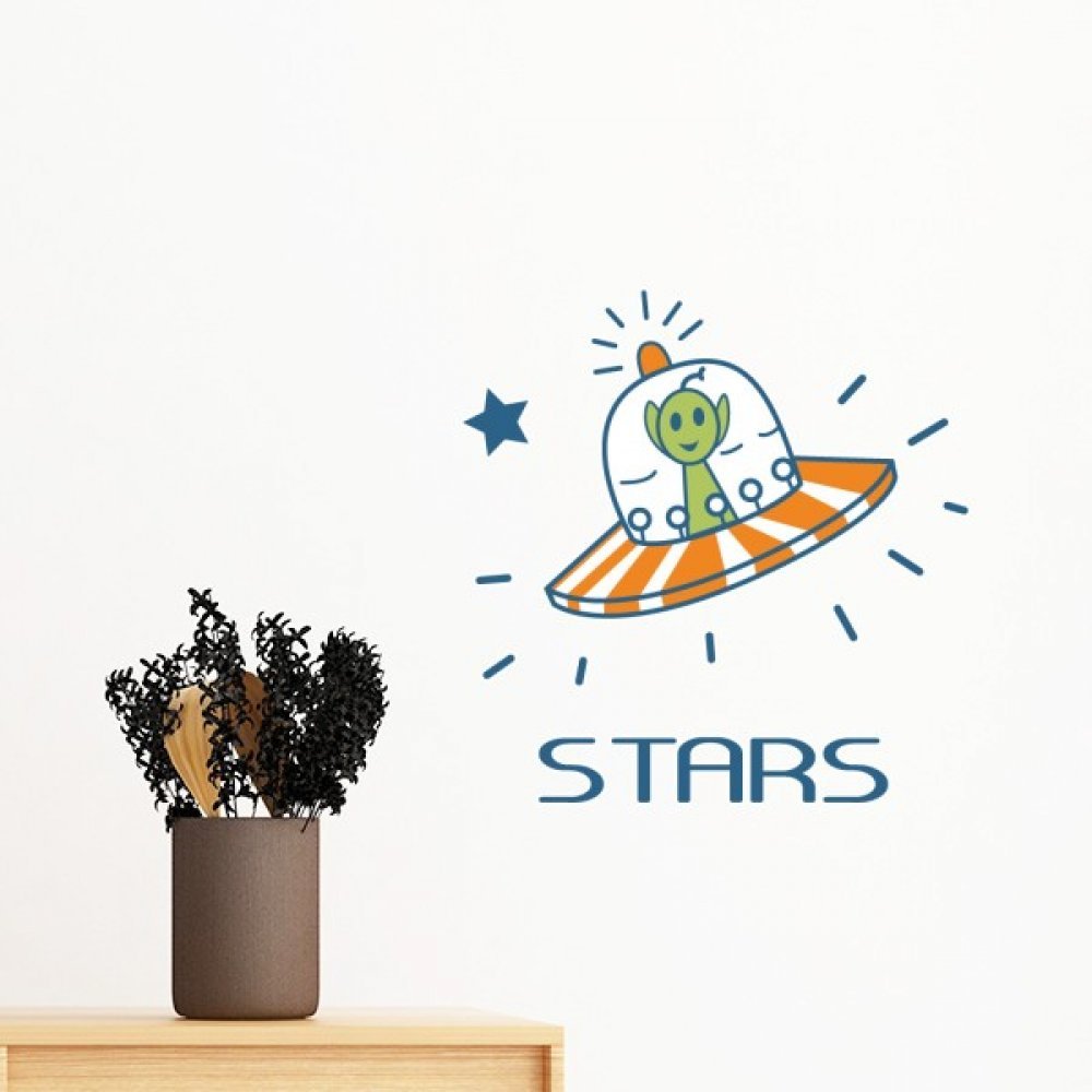 Sticker mural alien et étoiles pour décorer une chambre d'enfant