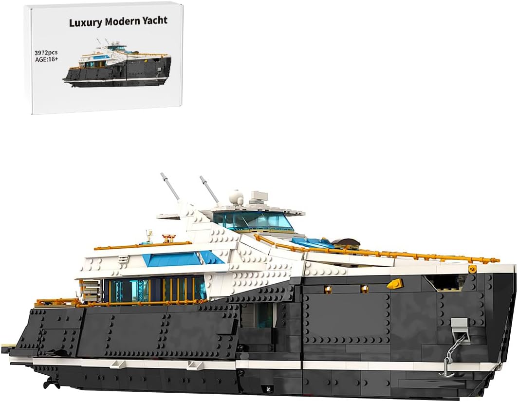 Luxury Modern Brick Yacht Model Building Kit, Large Ship Series Building Block Set, Adults Home or Office Decor, STEM Building Gift for Teens and Up (3972PCS+)