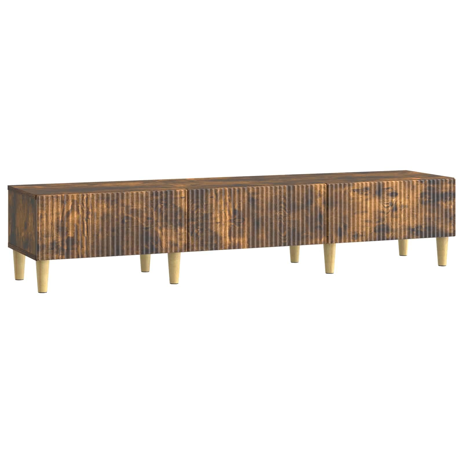 Meuble TV moderne chic en chêne fumé de 147 cm avec rangements discrets