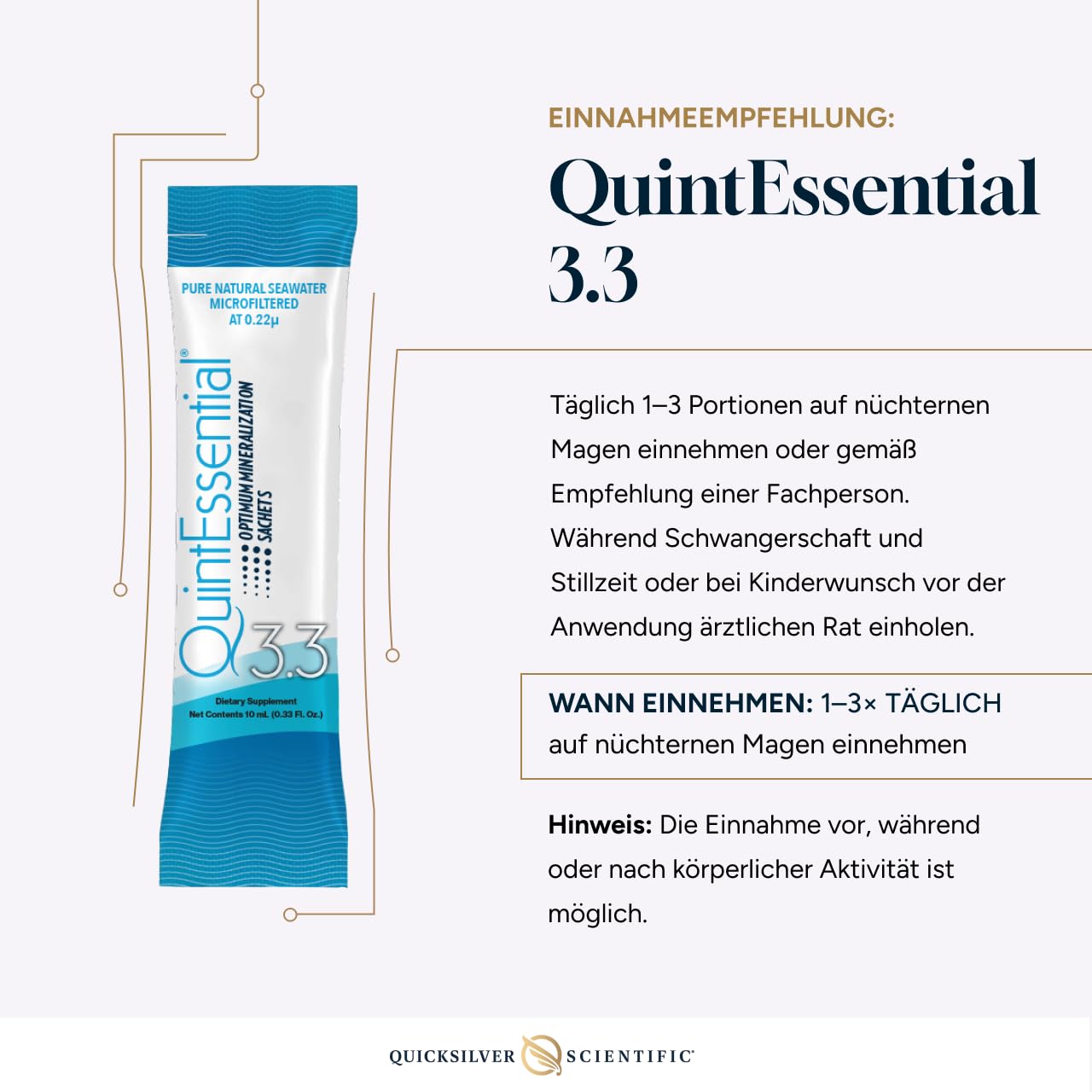 Quicksilver Scientific - Quintessential 3.3, Elektrolyte flüssig – ionisches Elektrolytgetränk, vegane Rezeptur, frei von GMO, Gluten und Laktose, 30 Einheiten