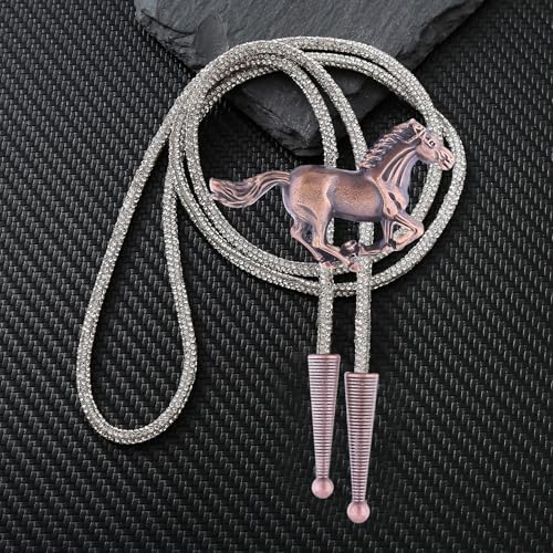 Image of HUABOLA CALYN Bolo Tie for Men Women, Native American Turquoise /Longhorn Bull /Eagle /Horse Bolo ties,Western Tie Costume