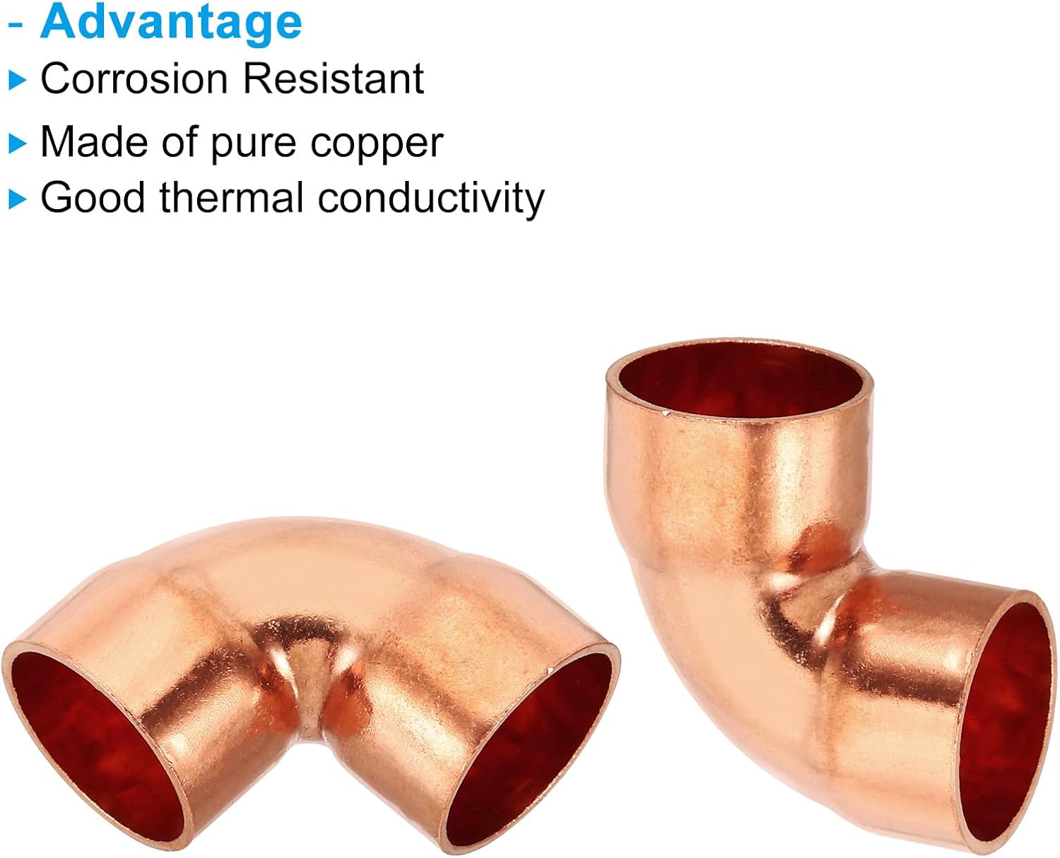 PATIKIL 18mm ID 1mm Thick Elbow Copper Fitting, 8pcs 99.9% Pure Copper Pipe Fitting 90 Degree Short Radius Tube Connector Sweat Solder for HVAC Refrigeration System