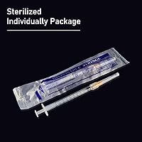 Vista 3 de JIBENGAO Jeringas de 1 cc/ml con aguja de 25 Ga/1 pulgada, cada una envuelta individualmente, paquete de 20