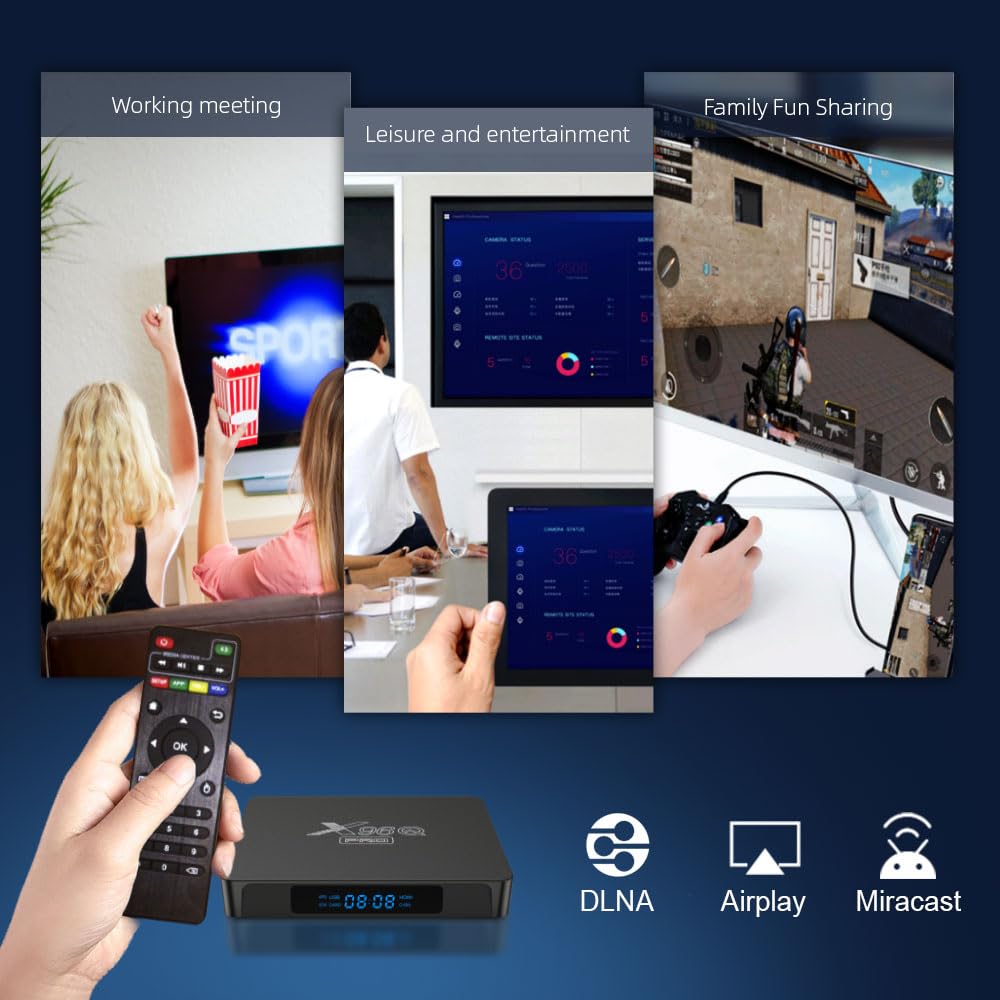 X96QPRO 2GB de RAM y 16GB de ROM Box Android TV Box Media Player Alta calidad (Android 10.0) con mando a distancia y cable HDMI, Reproductor multimedia Caja TV 4K