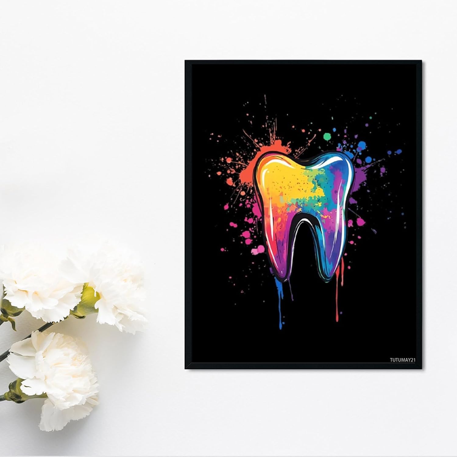 TUTUMAY21 Colorful Tooth Dentist 5D Diamond Painting Kits Funny DIY Gifts Full Drill Arts Craft for Home Wall Decor 12x16inch