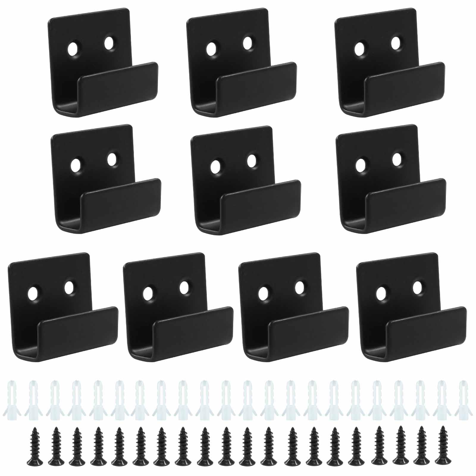 Bivethoi 10 Pcs Tile Display Wall Hanger, Stainless Steel Wall Mount Brackets Hook, Heavy Duty Tile Hanger for Mirrors, Picture Frame Ceramic Wall Display (Small Size, Black)