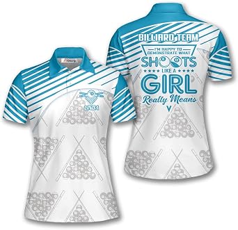 PRIMESTY Custom Billiard Shirts for Women, Personalized Billiard Polo Shirts for Girls, Womens Billiard Jerseys, Size S-5XL