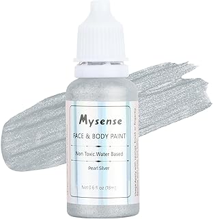 Mysense Pearl Silver Face Body Paint,Water Based Washable Face Paint,Non-toxic Cream Body Paint for Adults and Children,Metallic Face Painting for Halloween Costume SFX Cosplay Makeup,0.6oz