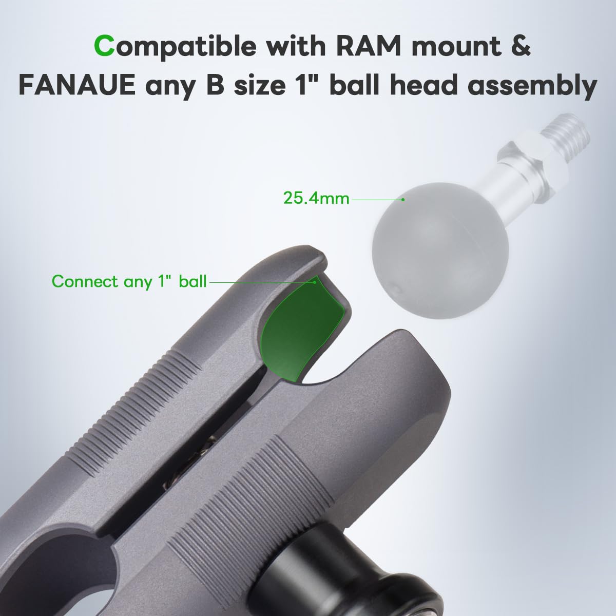FANAUE Doppelbuchsenarm – 6,1 Cm, Kompatibel Mit RAM-Halterungen, Aus Aluminiumlegierung, Mit Diebstahlschutz