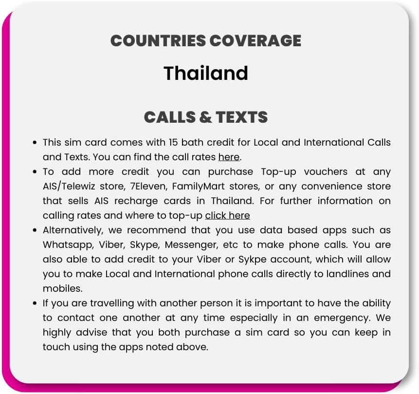 SimCorner Thailand Travel SIM Card (35GB, 15 Days) - AIS SIM for Tourists w/Free AIS WiFi & Prepaid Talktime - 3-in-1 4G Hotspot Card: Standard, Micro, Nano SIM for Unlocked Phones