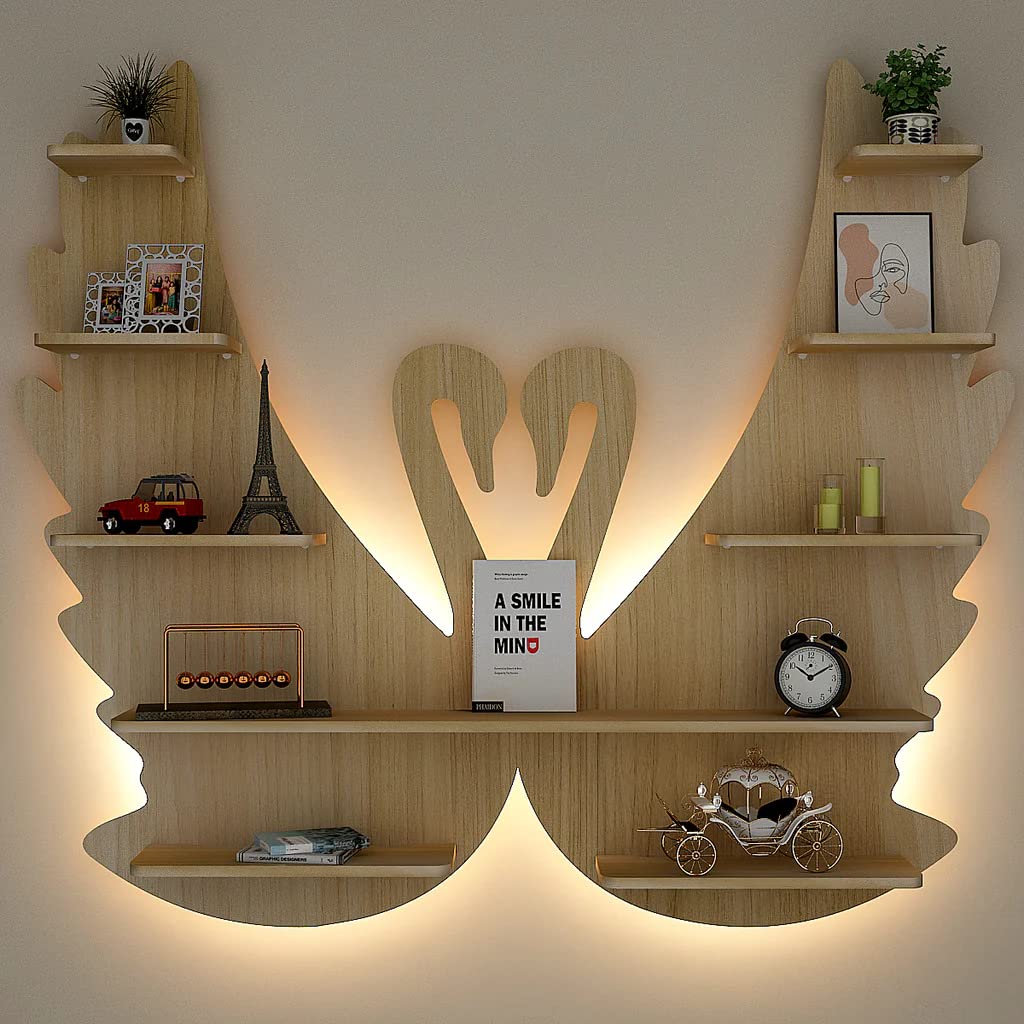 1 2 3 4 WOOD SHELF WALNUT 4点セット 新品 Envirocare Loving Swan Backlit Wood Wall Shelf Walnut | Book Shelf