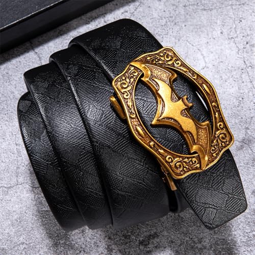 Image of Barry.Wang Designer Mens Belts Leather Ratchet 1 3 /8 inch Adjustable Sliding Buckle Dress Belt Automatic Strap Golf Business