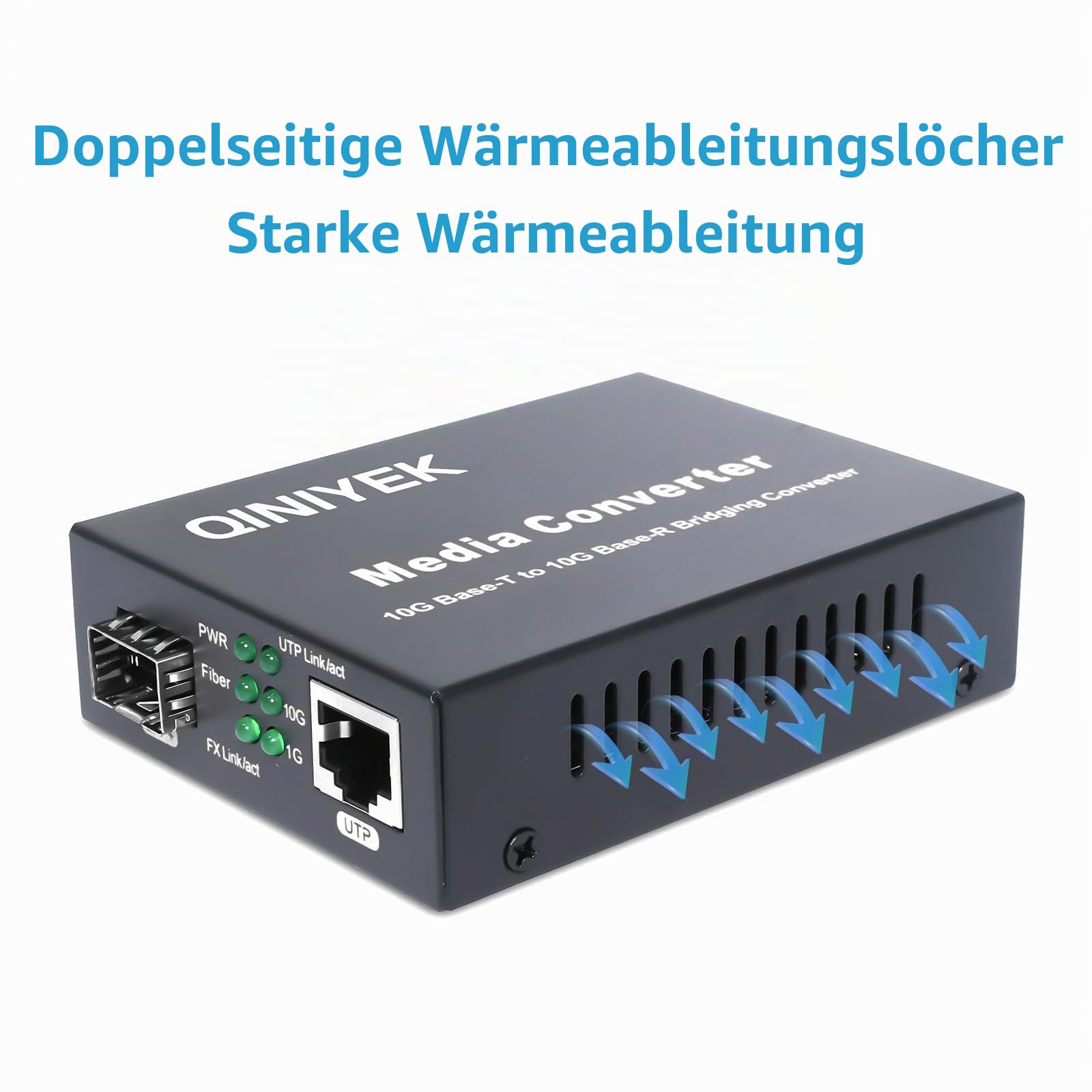 10G SFP auf RJ45 Ethernet Medienkonverter Glasfaser, 1x 100M/1G/2,5G/5G/10GBase-T RJ45 auf 1x 10GBase-X SFP+ Steckplatz, NDAA- und TAA-konform, Enthält Adapter und Bedienungsanleitung