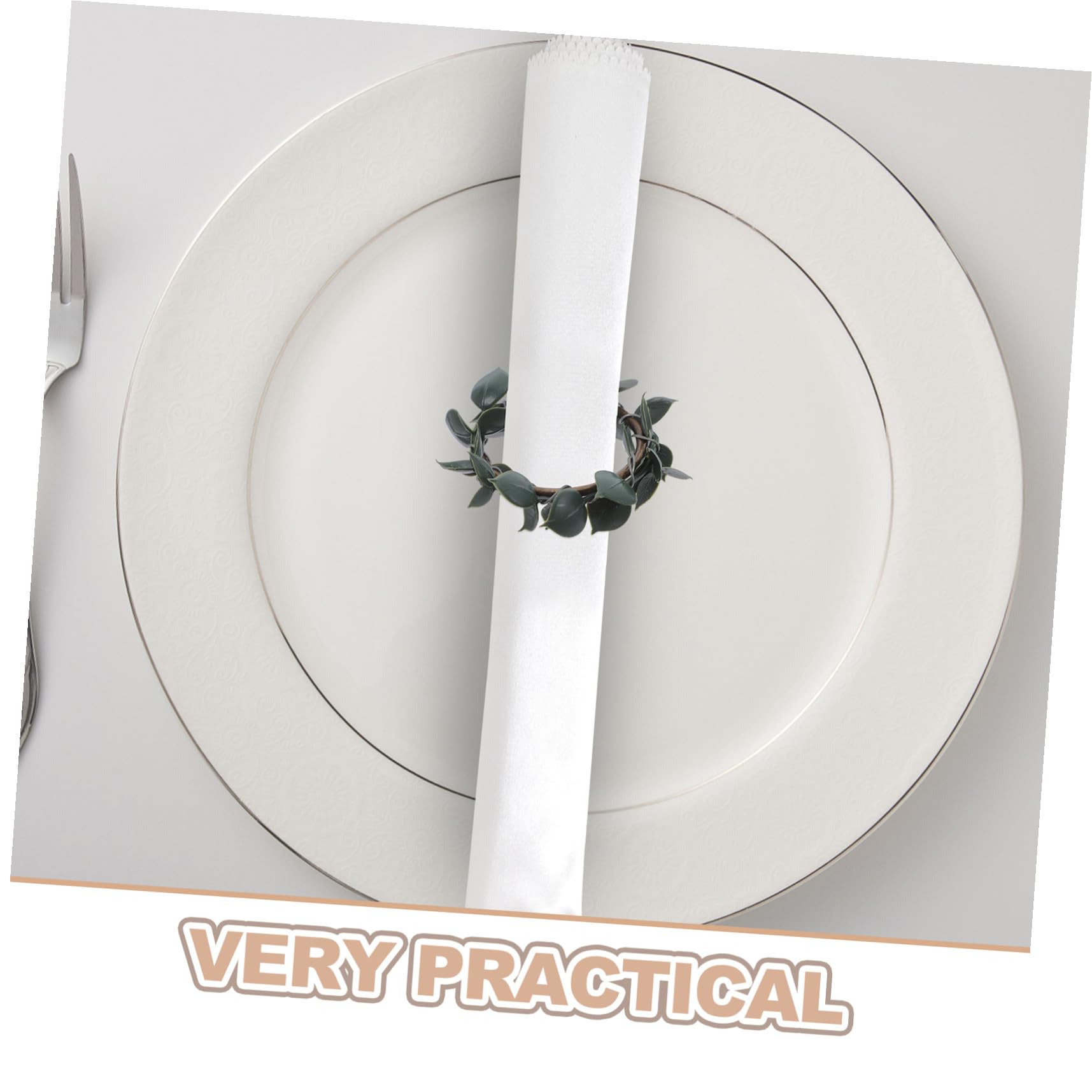 Servilleteros de Hojas de Eucalipto, 12 Piezas, Estilo Rústico | Decoración de Mesa para Bodas y Banquetes, Hierro y Plástico, Hoja Verde, Estilo Bohemio
