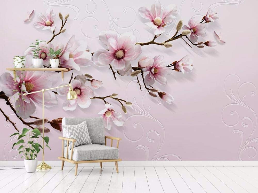 Papier peint personnalisé pour fond de mur TV 3D rose moderne 400x280cm