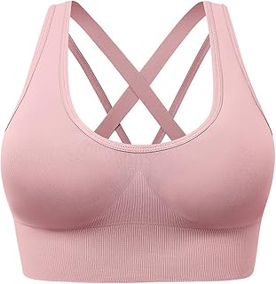 Compression Yoga Tank Top for Women Padded Sports Bra with Back Criss-Cross Straps Gym Workout Shirts Crop Tops
