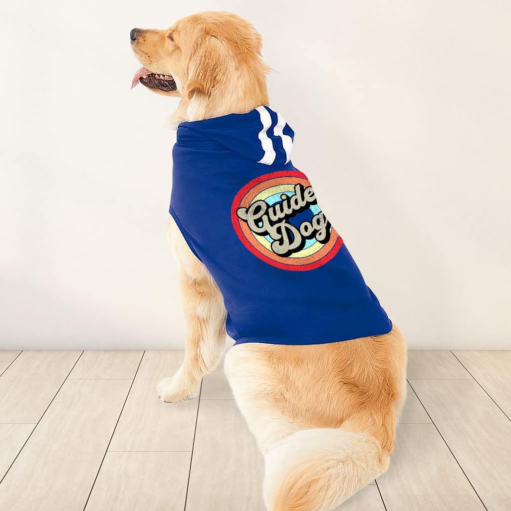 Guide Dog Dog Shirt with Hoodie - Trendy Dog Hoodie - Graphic Art Dog Clothing - Black White, 2XL