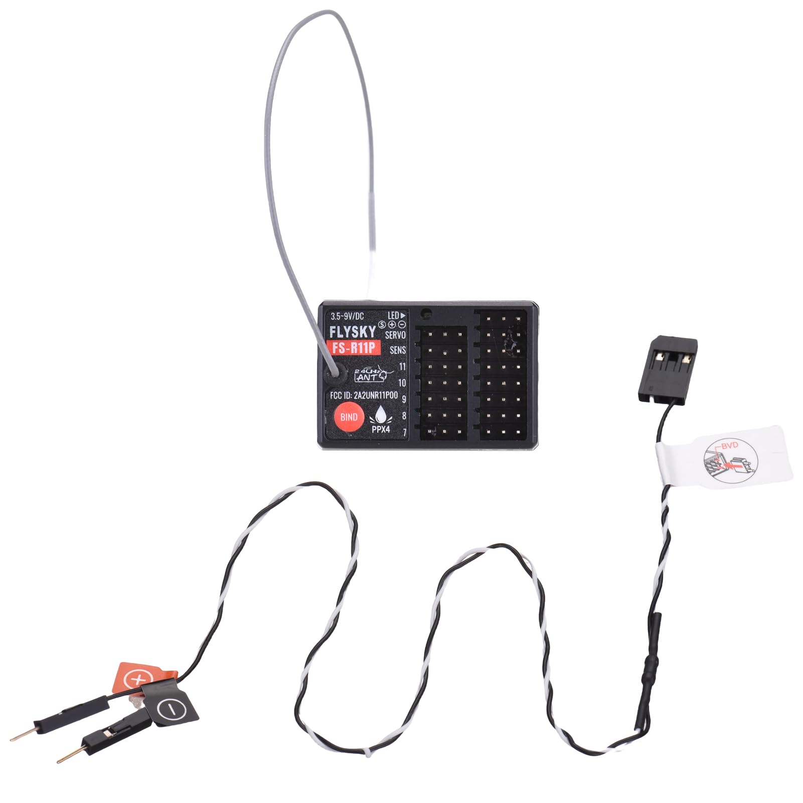 Flysky - Receptor FS-R11P, receptor de 11 canales de 2.4 GHz para coche RC, receptor de control de radio de largo alcance con salida PWM PPM IBUS SBUS