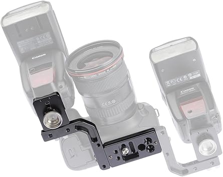 BP1 Paparazzi Mini Flash Bracket for All DSLRs and Mirrorless Cameras Arca-Swiss Type Plate Mount Modular Design can be Modified for Left or Right Side of The Camera Canon, Nikon, Sony, Pentax etc.