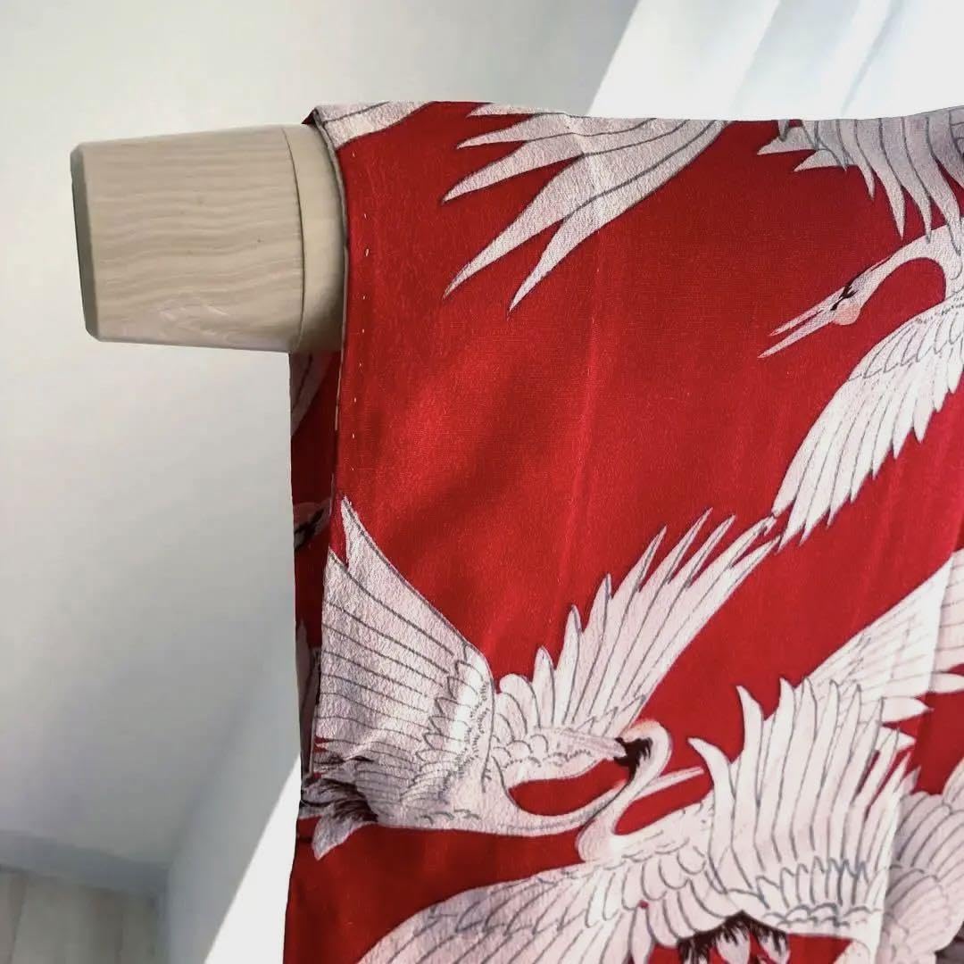 Amazon.co.jp: アンティーク長襦袢 錦紗縮緬 しつけ付 鶴 大正ロマン