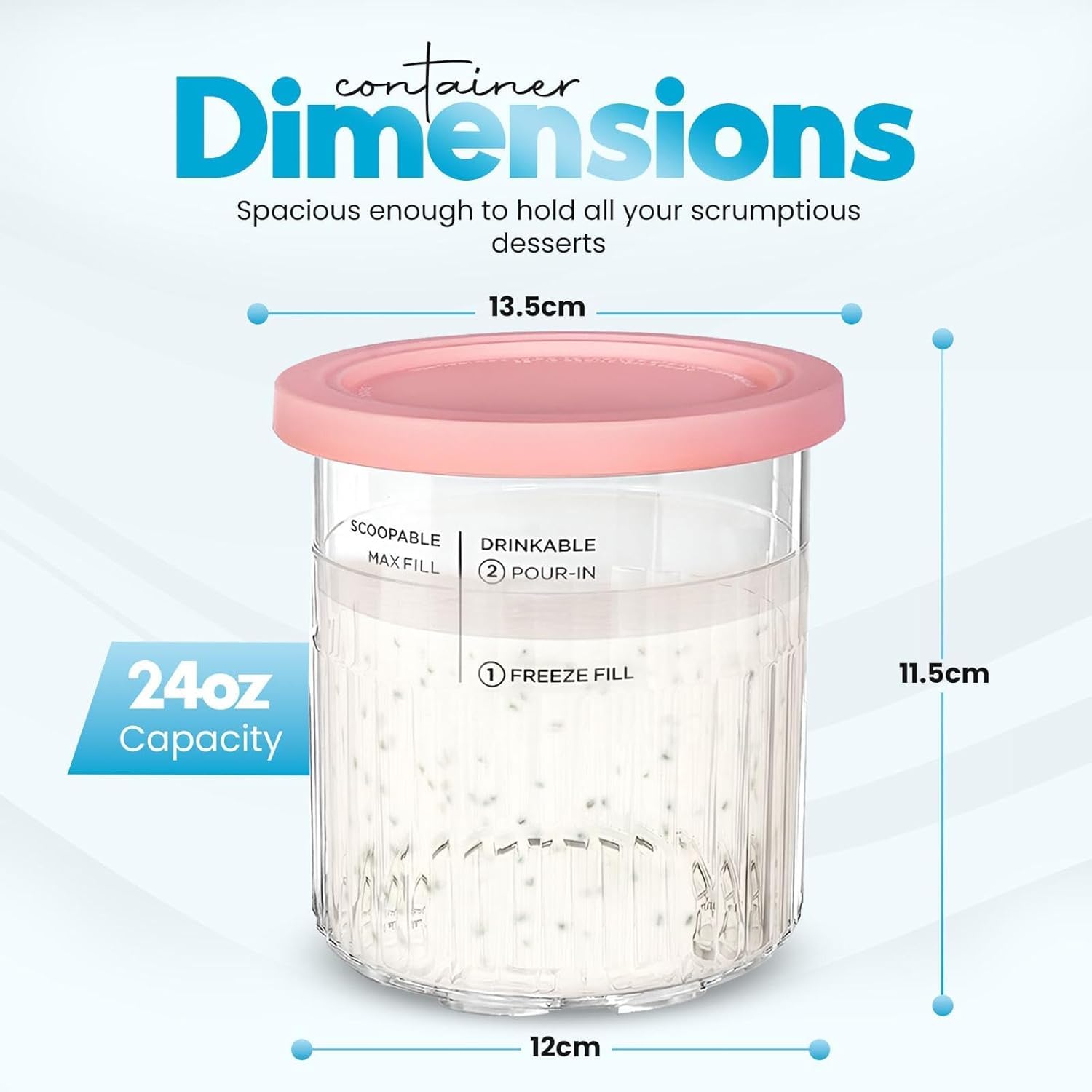 4 Stück Container for Ninja Creami Deluxe Pints,Replacement for Ninja Creami Deluxe Pints and Lids,Tubs Accessories for NC500 NC501 Series, BPA-Free 24 oz