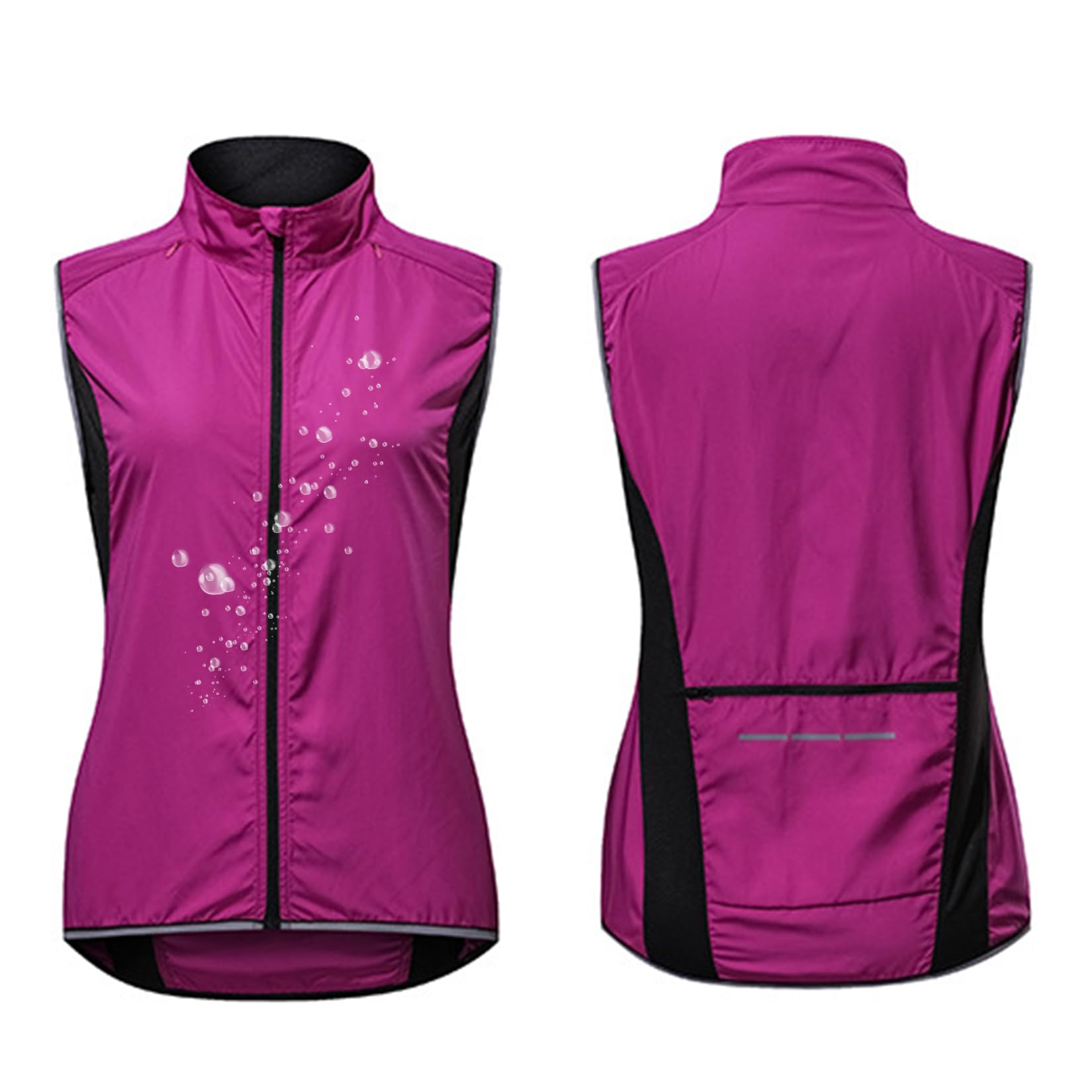 Fahrradweste Damen Reflektierend Radweste Wasserdicht Atmungsaktiv Laufweste MTB Warnweste Fahrrad Ärmellose Weste Jacke Leicht Softshellweste,Purple-4XL
