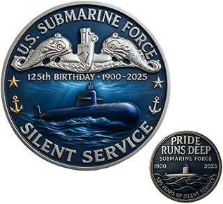 U.S. Submarine Force 125th Anniversary Commemorative Coin Us, Military Appreciation, Challenge Coin for Sailors, Veterans, Families, Navy Veteran Gift & Collectible(Silver)