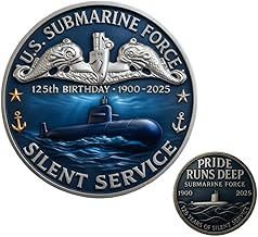 U.S. Submarine Force 125th Anniversary Commemorative Coin Us, Military Appreciation, Challenge Coin for Sailors, Veterans, Families, Navy Veteran Gift & Collectible(Silver)