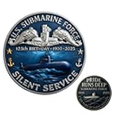 U.S. Submarine Force 125th Anniversary Commemorative Coin Us, Military Appreciation, Challenge Coin for Sailors, Veterans, Families, Navy Veteran Gift & Collectible(Silver)