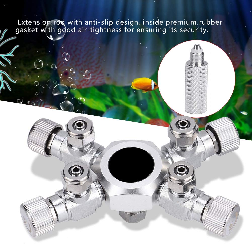 Régulateur de séparateur de CO2 de réservoir de Poissons, Valve à Aiguille précise d'aquarium d'alliage d'aluminium pour Le réservoir de CO2 d'usine d'aquarium(4 Voies)