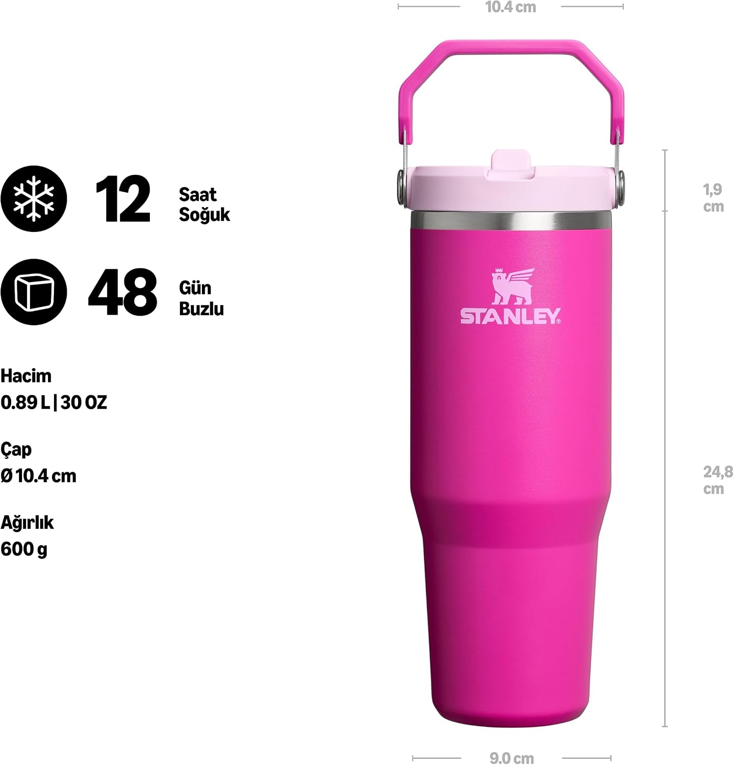 Stanley The Ice Flow Flp Straw Termos, 0.89 L, Menekşe