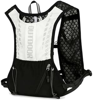 Outdoor Running Vest Vest Running Pack Trail Backpack with Polyester Water Finish and Reflective Strips Suitable for Trail Running Training Night Jogging , Black-White