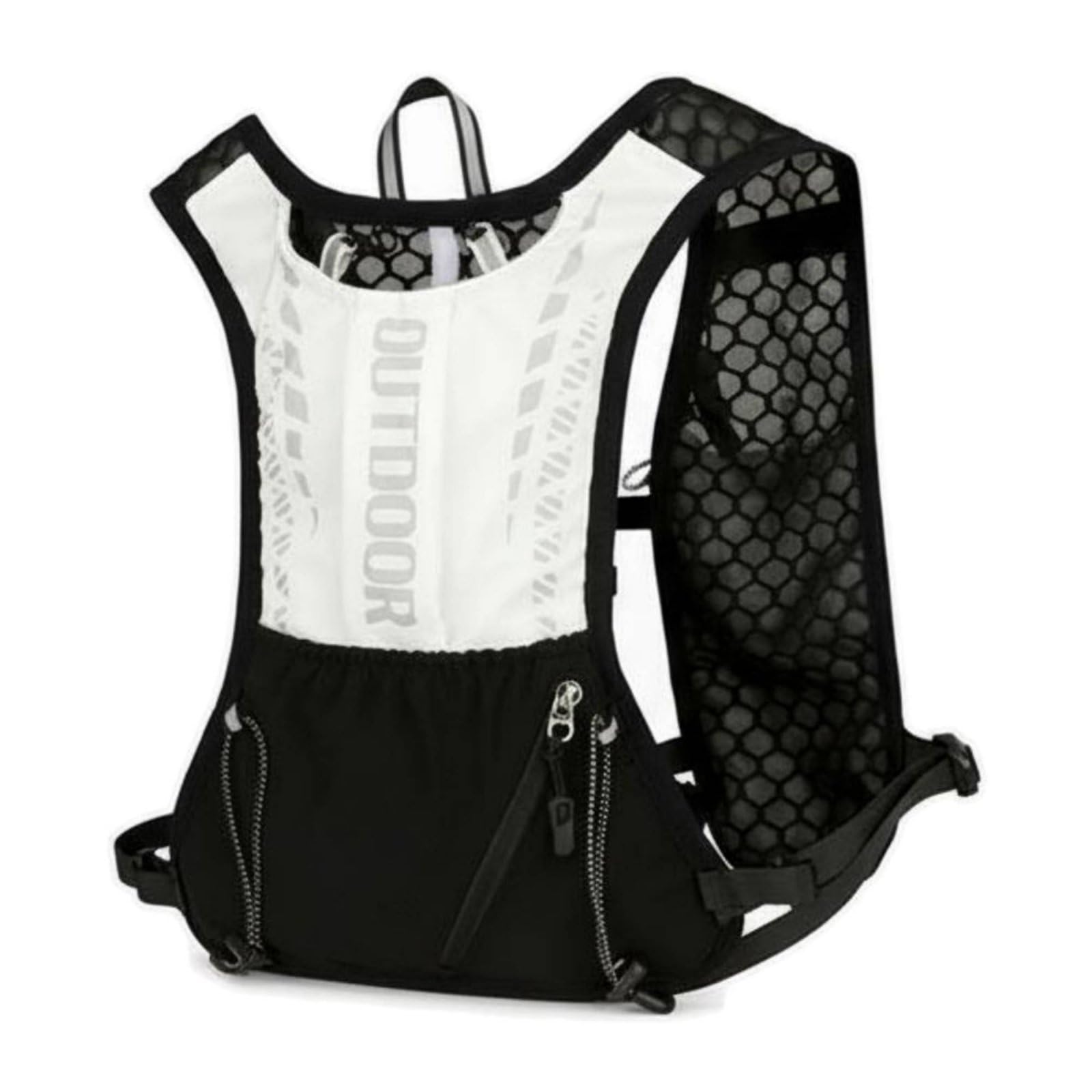 MYADDICTION Lightweight Trail Running Backpack Multi-Pocket Design Trail Running Vest Long-Distance Water-Carrying Vest Multiple Pockets, Black-White-image-27