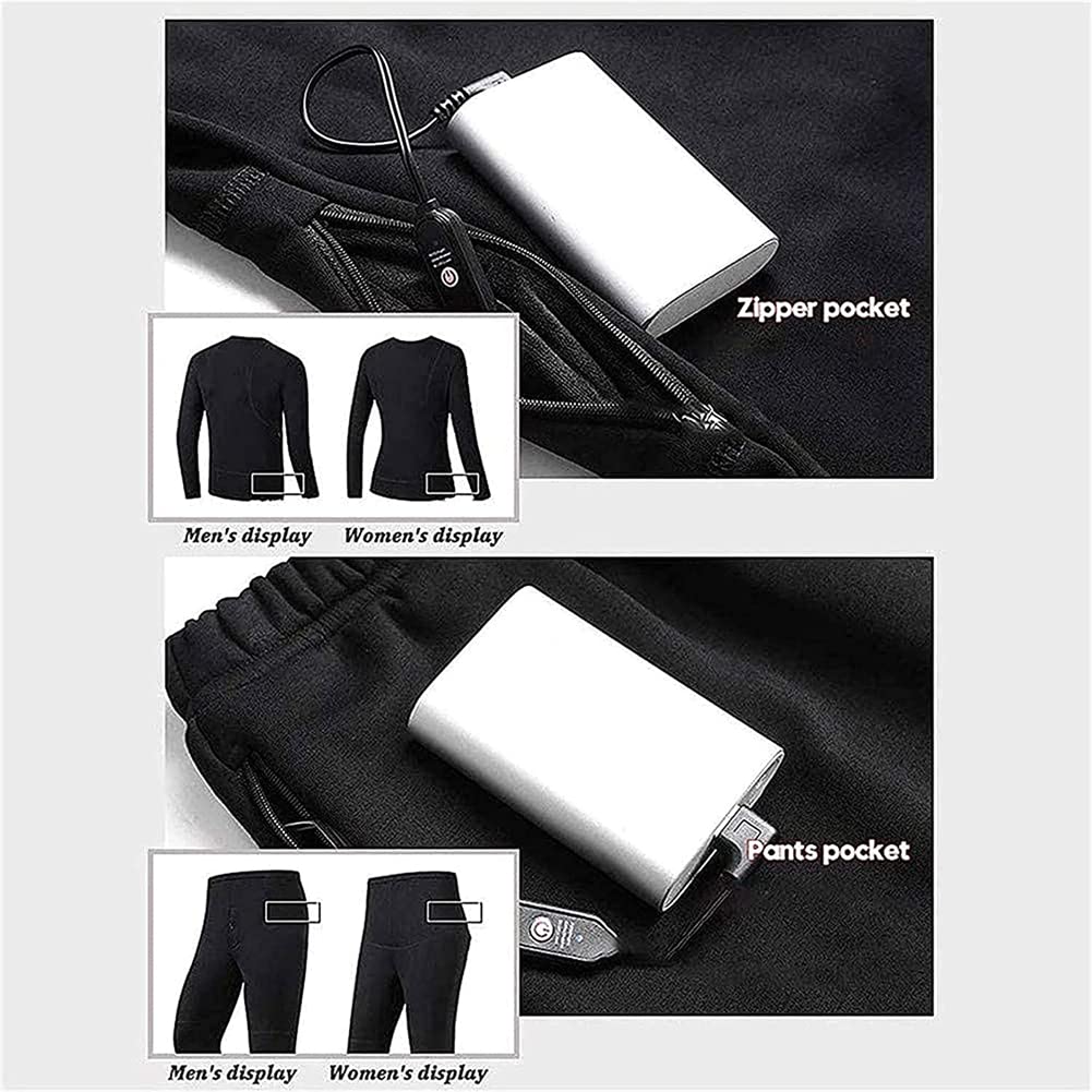 Set di biancheria intima riscaldante USB da uomo e da donna, magliette e pantaloni riscaldati elettrici, biancheria intima termica, vestiti caldi, giacca da sci per moto, biancheria intima con 3 tem