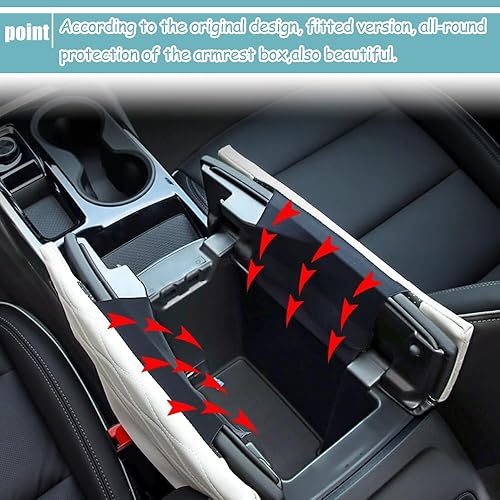 Miniatura 113 de Great-luck Leather Center Console Cover Armrest Pad,Protector Armrest Box Cover Accessories Keep Your Armrest in a More Comfortable Feeling(black