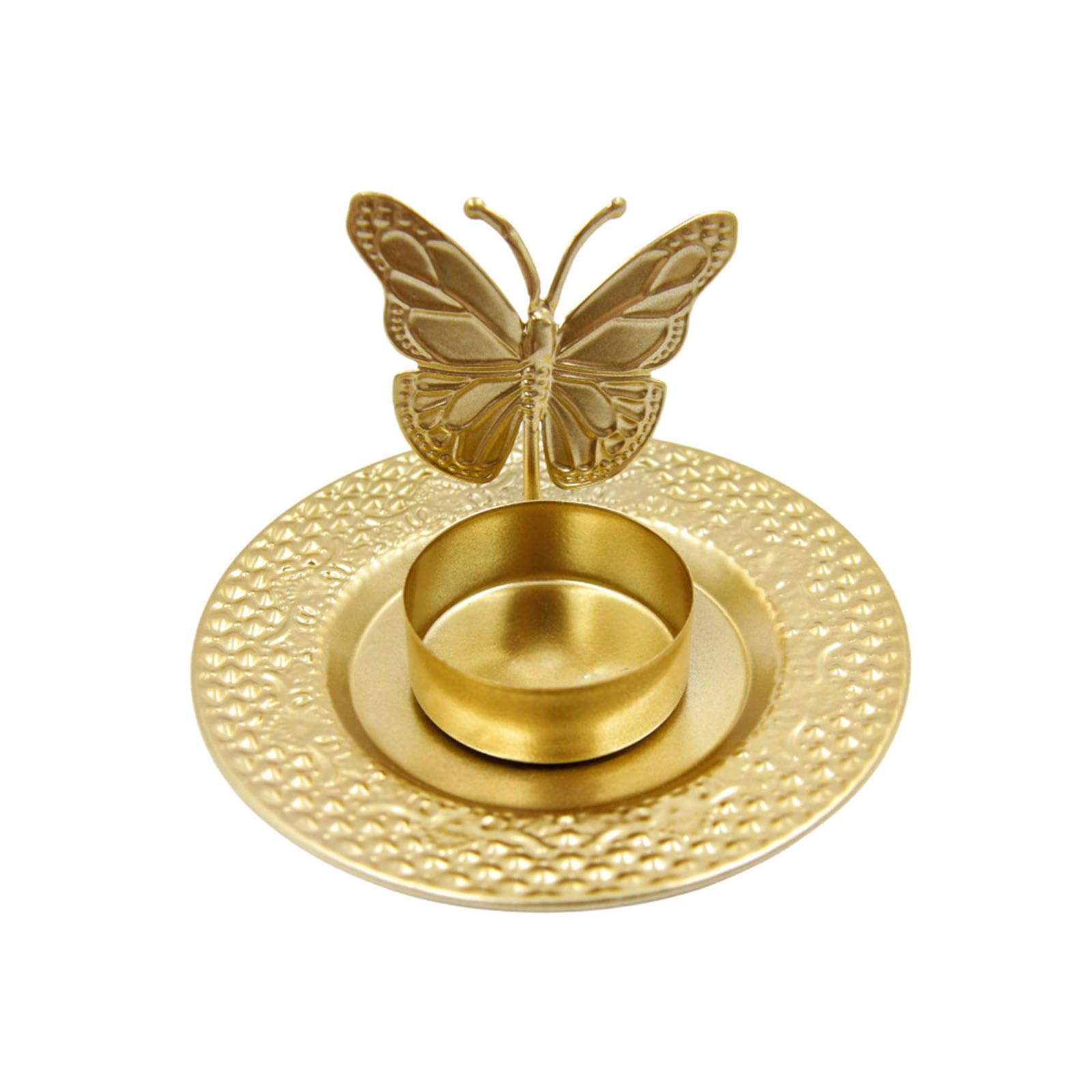 Buxuaaaa European Butterfly Shape Metal Holder Iron Tealight Stand Round Candlesticks Desktops Decors Metal Stand Candlesticks