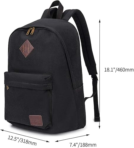 Vista 2 de Mochila de lona para laptop, mochila duradera, bolsa de viaje para hombre y mujer, Negro, Mochilas de mochila