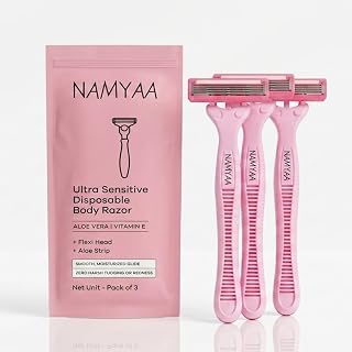 Namyaa Disposable Body Razors for Men & Women – Pack of 3 | Quick & Effortless Hair Removal | Premium Stainless Steel Blades | Smooth Finish | Safe, Hygienic & Skin-Friendly | Ideal for Full Body Grooming