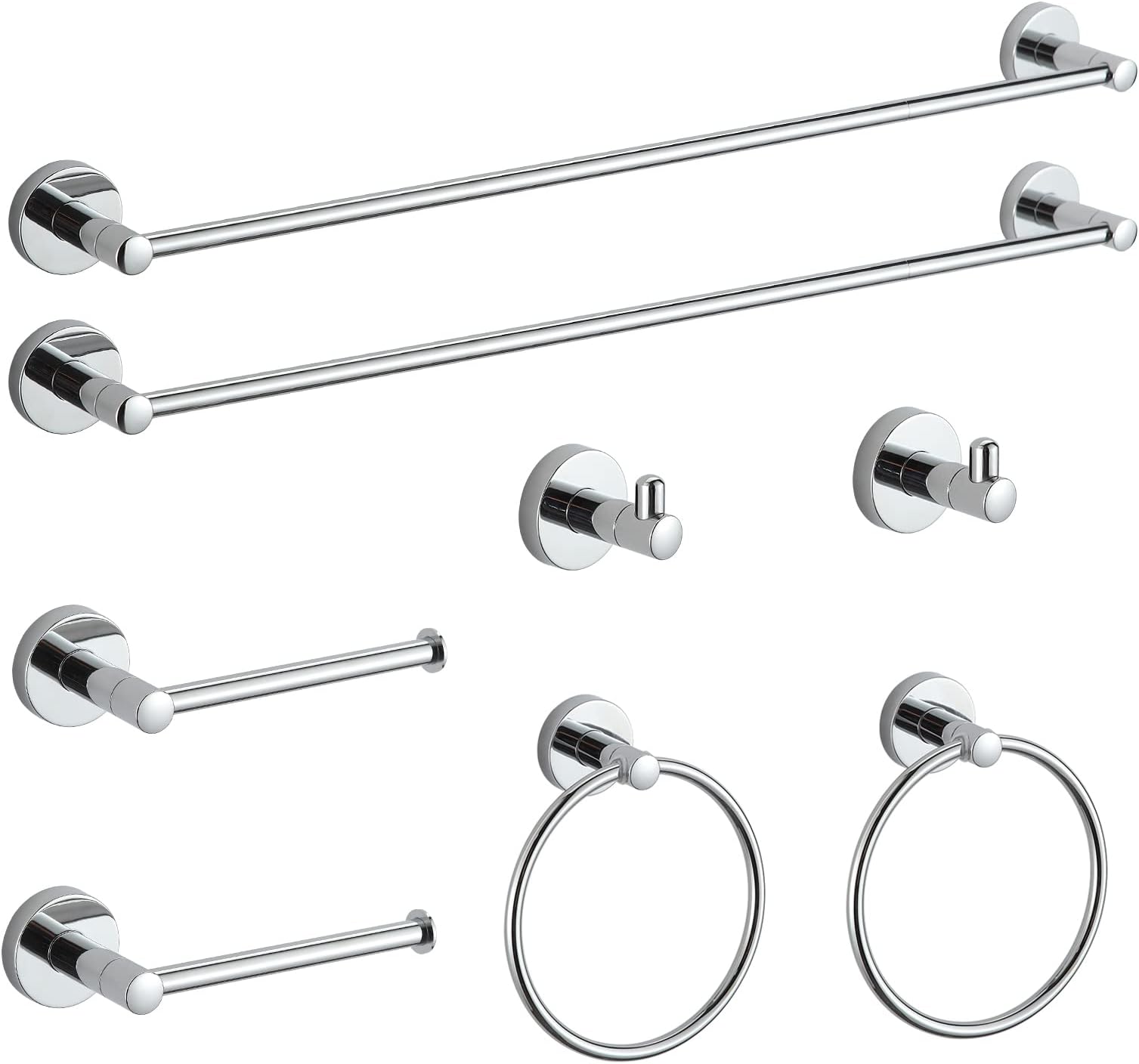 BGL Bathroom Hardware Set Chrome Bathroom Accessory Set Towel Bar 8 Pieces Set