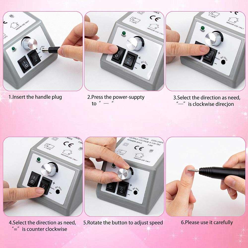 20000RPM Electric Nail Drill Machine,Gel Nails,Manicure Pedicure Polishing Shape,Acrylic Nail Tools for Home and Salon Use : Beauty & Personal Care