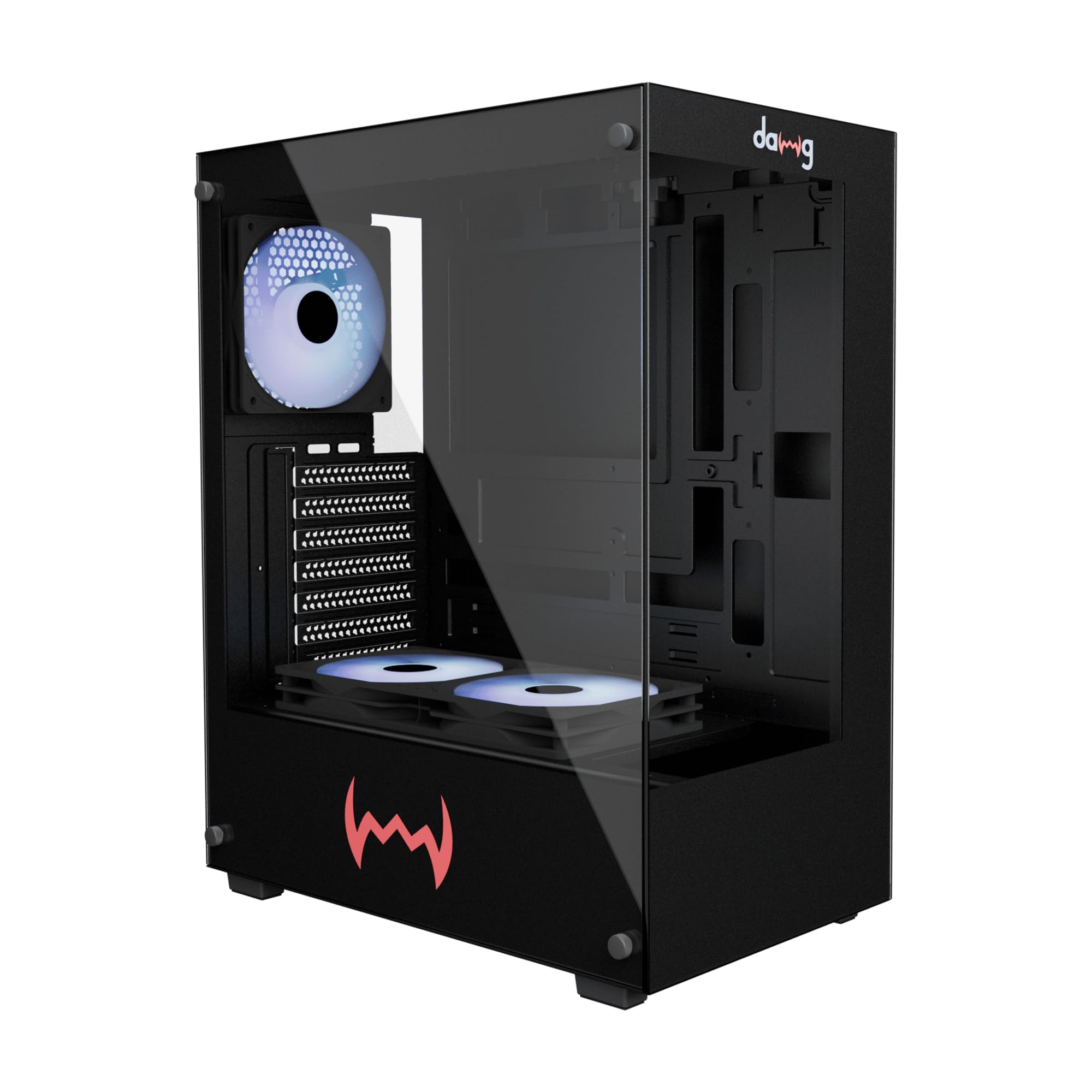 daWg X' Series 430 Mid-Tower Gaming Cabinet/Case, Pre-Installed 3 Center Glow ARGB Fans, Support AIO Upto 240mm, ATX, mATX, Mini ITX, Wraparound Tempered Glass, Dust Filters, USB 3.0 (Black)-image-24