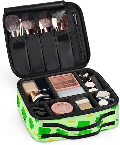 Miniatura 7 de KOBLEN Bolsa de maquillaje de viaje para mujer, grande, cuadrada, portátil, profesional, de tren de coqueta, estuche cosmético con asa, sombreros,