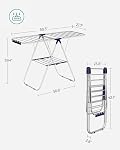 SONGMICS Séchoir à vêtements, support à linge, séchoir autoportant pour intérieur, 21,7 x 58,3 x 39,4 pouces, argent et bleu ULLR52BU