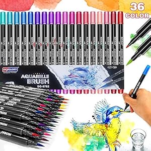 Nakeey Pinselstifte 36er Set, Aquarell Pinselstifte Handlettering Stifte Set, Aquarell Pinsel Brush Pen Set…