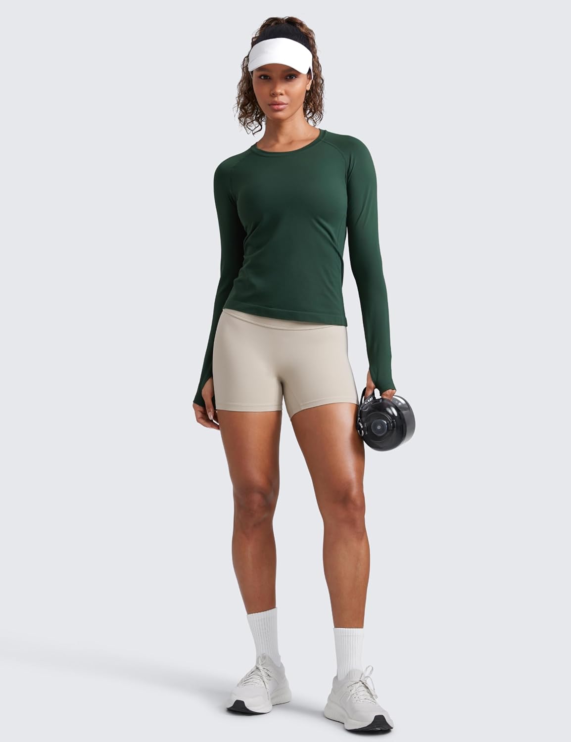 CRZ YOGA Seamless Long Sleeve Shirts for Women Waist Length - Workout Athletic Running Gym Yoga Tops Crewneck Breathable - Image 3