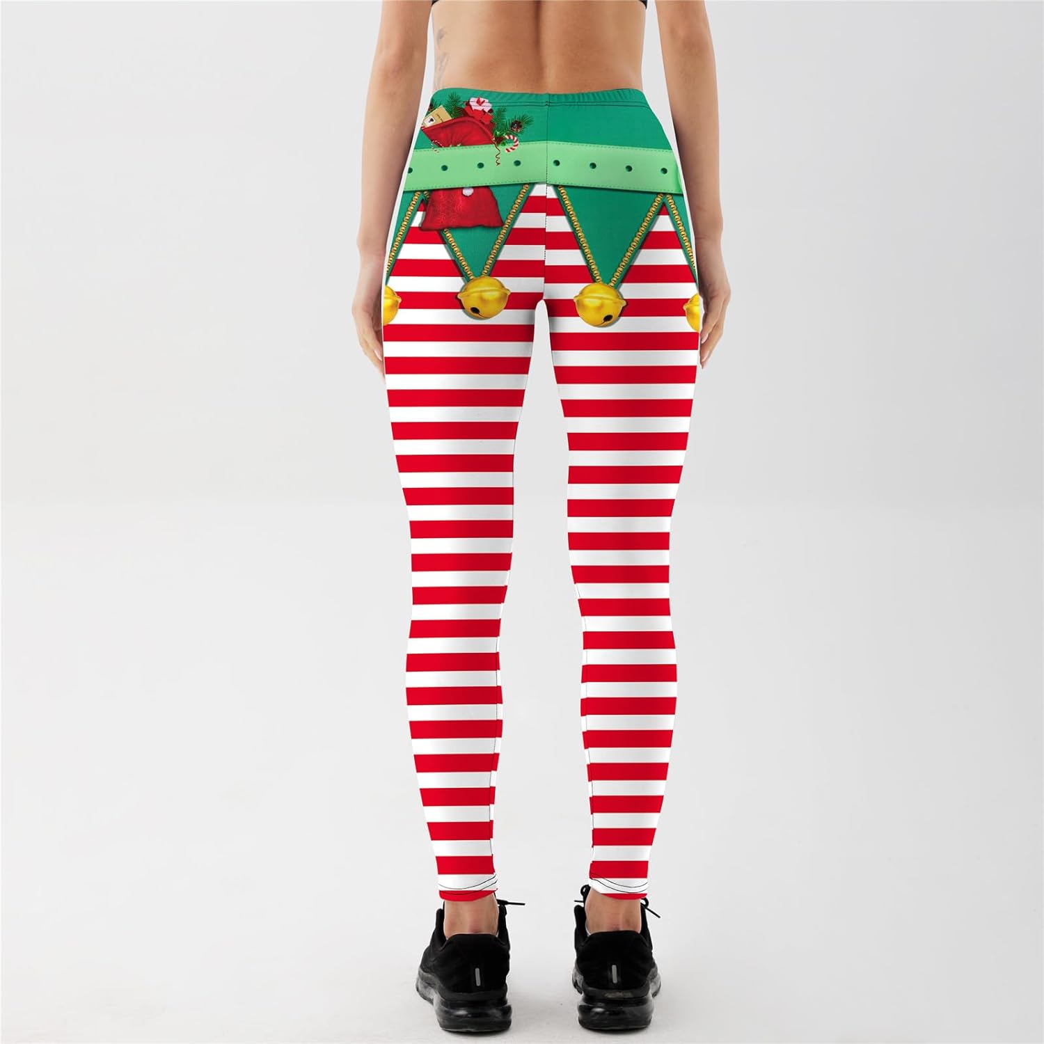 Women's Christmas Compression Yoga Pants, Funny Sports Tights, Red, Green, High Elasticity - Image 4